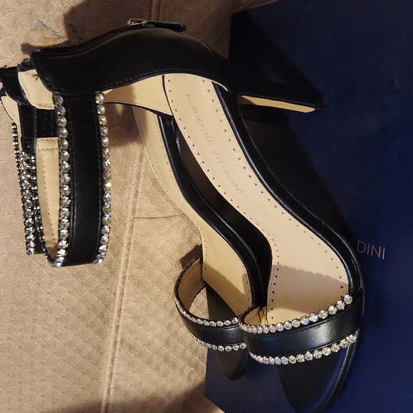 Adrienne Vittadini size 7 1/2  black bling heels - Picture 2 of 11